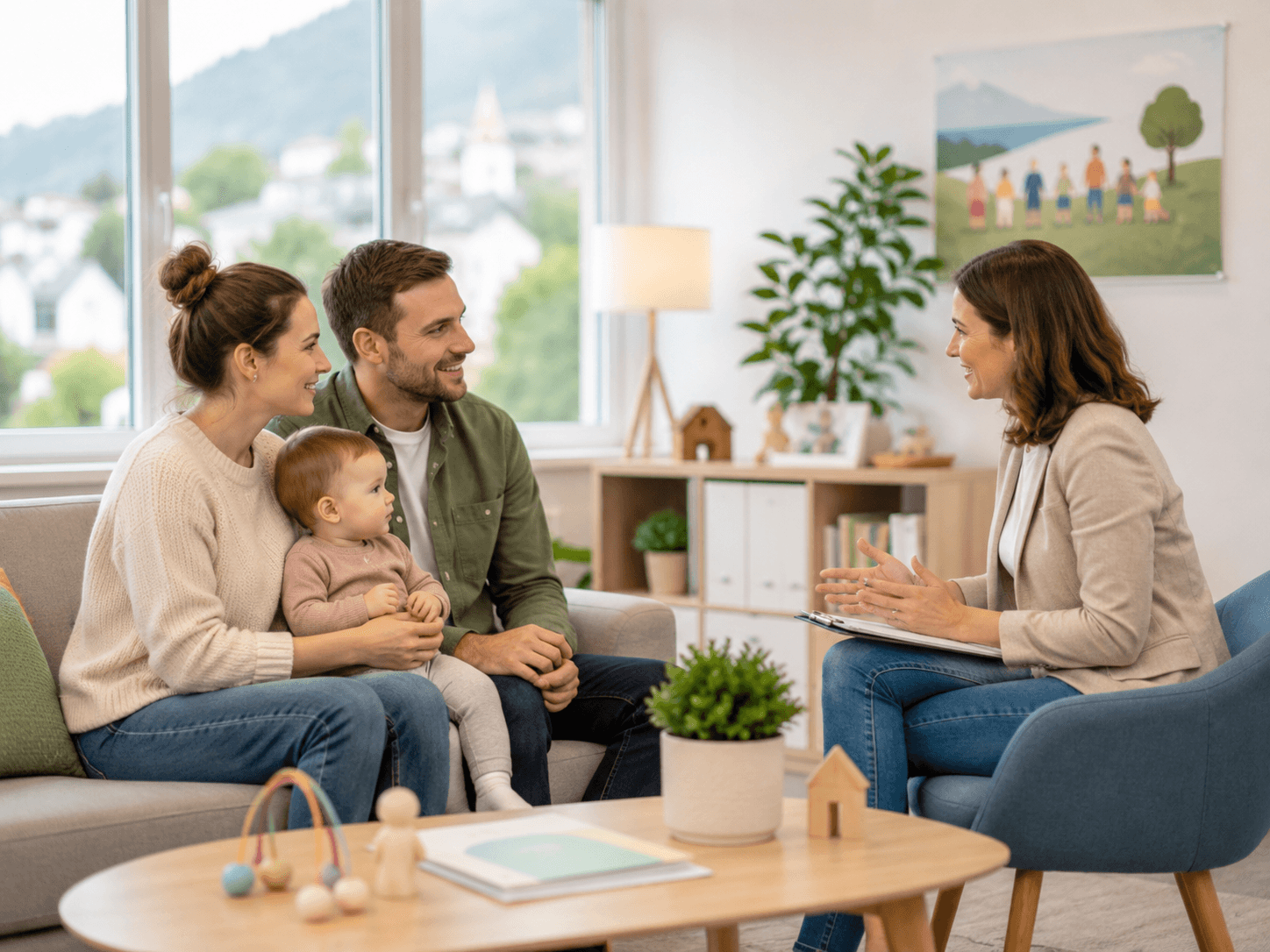 Familienberatung in einem modernen Raum